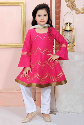 Cotton Silk Party Wear Pant Style Suit In Pink Colour