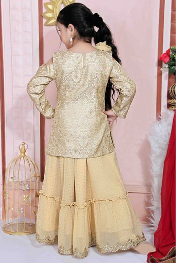 Faux Georgette Party Wear Lehenga Choli In Beige Colour