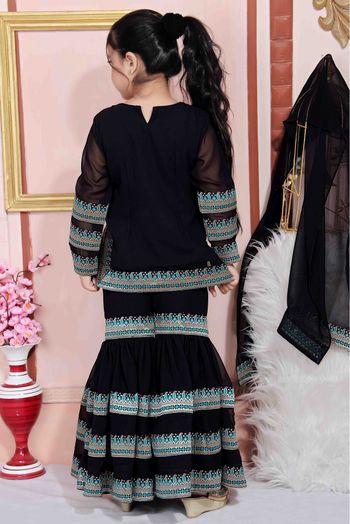 Faux Georgette Party Wear Sharara Suit In Black Colour - GK2710797