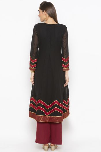 Plus Size Georgette Embroidery Kurta Set In Black Colour - KR2710613