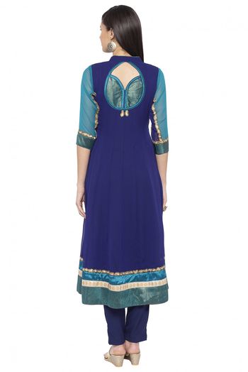 Plus Size Georgette Embroidery Kurta Set In Blue Colour - KR2710663