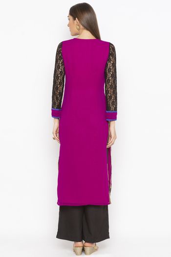 Plus Size Georgette Embroidery Kurta Set In Purple Colour - KR2710627