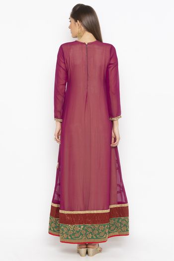 Plus Size Georgette Embroidery Kurta Set In Purple Colour - KR2710693