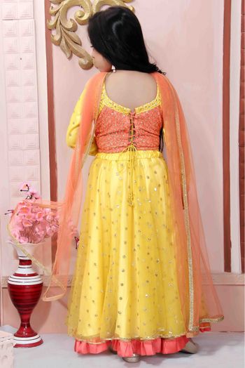 Net Party Wear Lehenga Choli In Yellow Colour - GK2710778