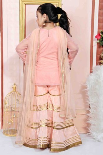 Net Party Wear Sharara Suit In Light Pink Colour