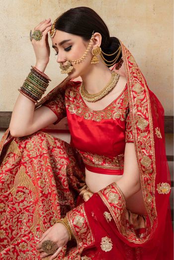 Satin Lehenga Choli In Red Colour