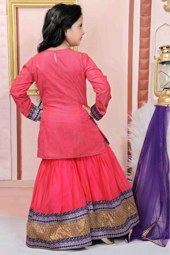 Shimmer Net Party Wear Sharara Suit In Pink Colour