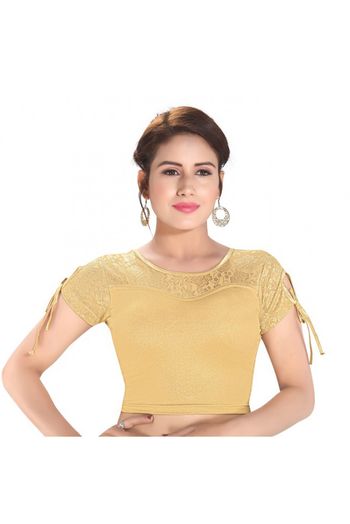 Shimmer Stretchable Non Padded Blouse In Gold Colour - BL4740347