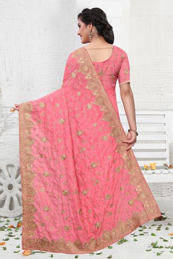 Vichitra Silk Designer Saree In Baby Pink Colour - SR4690291