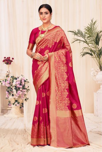 Banarasi Silk Woven Saree In Red Colour - SR5010072