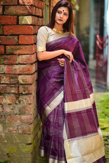 RE - Wine Party Wear Designer Vichitra Silk Saree - New In - Indian