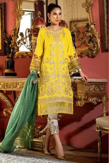 RAMSHA R 432 C YELLOW PAKISTANI DRESSES ONLINE