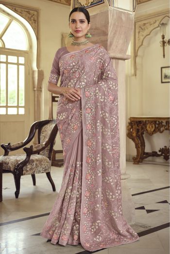 Wedding wear silk mauve purple dhup chav saree - G3-WSA52877 | G3fashion.com