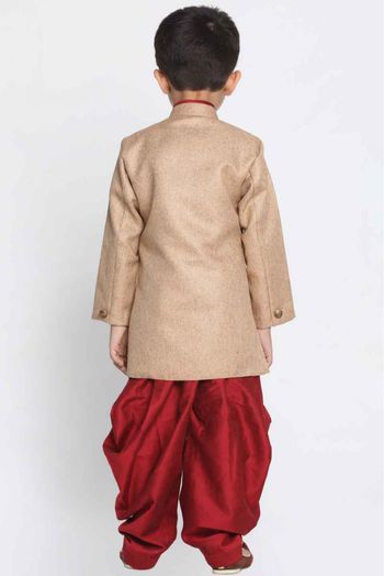 Cotton Blend Party Wear Dhoti Sherwani In Brown Colour - BK4350978