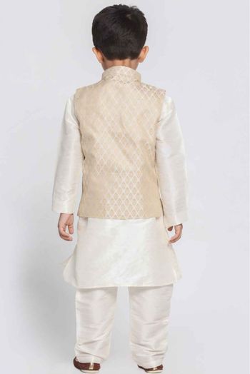 Cotton Blend Party Wear Jacket In Cream Colour - BK4350988