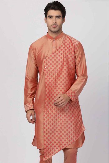 Cotton Blend Party Wear Only Kurta In Pink Colour - KP4350573