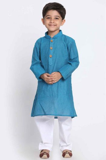 Cotton Party Wear Kurta Pajama In Blue Colour - BK4350960