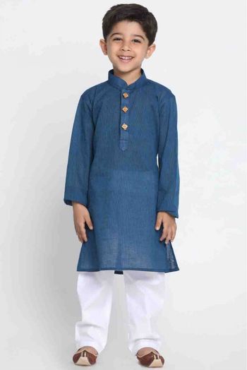 Cotton Party Wear Kurta Pajama In Blue Colour - BK4350962