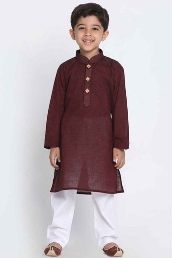 Cotton Party Wear Kurta Pajama In Maroon Colour - BK4350965