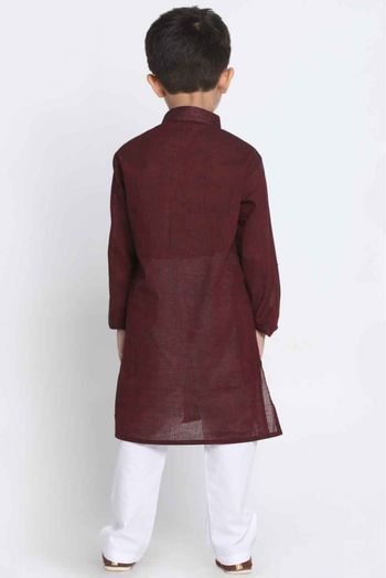 Cotton Party Wear Kurta Pajama In Maroon Colour - BK4350965