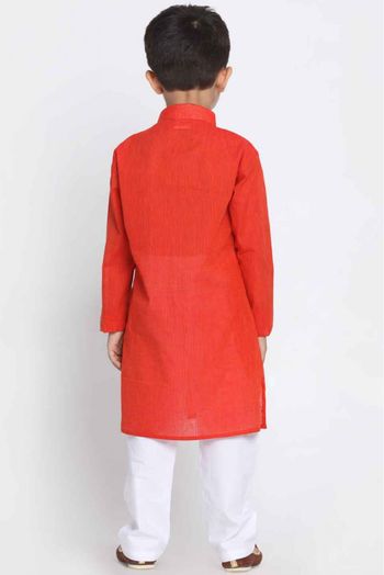 Cotton Party Wear Kurta Pajama In Red Colour - BK4350967