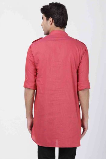 Cotton Party Wear Short Kurta In Maroon Colour