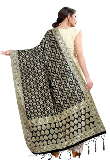 Banarasi Silk Woven Dupatta In Black Colour - DU1354337