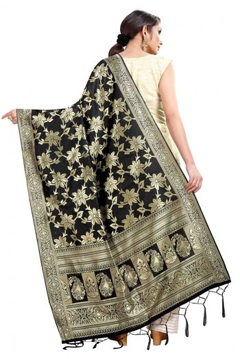 Banarasi Silk Woven Dupatta In Black Colour - DU1354342