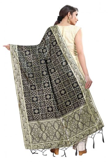 Banarasi Silk Woven Dupatta In Black Colour - DU1354352