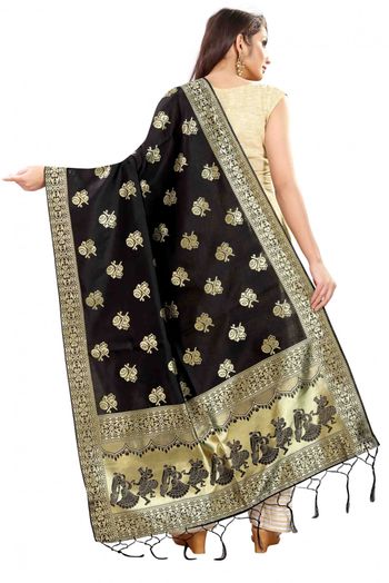 Banarasi Silk Woven Dupatta In Black Colour - DU1354362
