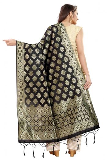 Banarasi Silk Woven Dupatta In Black Colour - DU1354367
