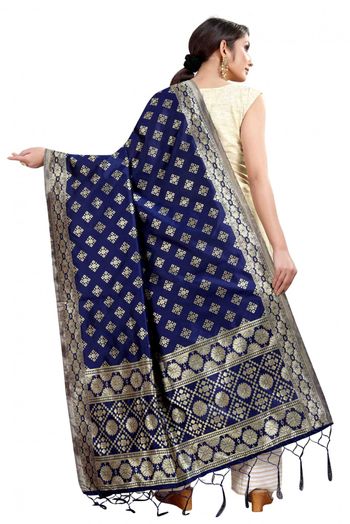 Banarasi Silk Woven Dupatta In Blue Colour - DU1354348