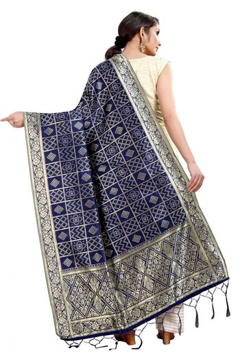 Banarasi Silk Woven Dupatta In Blue Colour - DU1354353