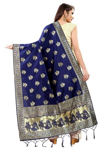 Banarasi Silk Woven Dupatta In Blue Colour - DU1354363