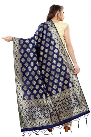 Banarasi Silk Woven Dupatta In Blue Colour - DU1354368