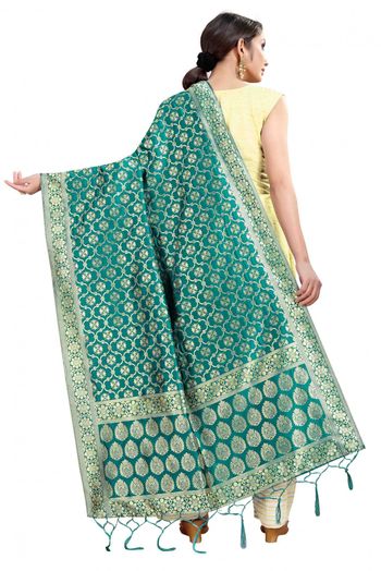 Banarasi Silk Woven Dupatta In Green Colour - DU1354339