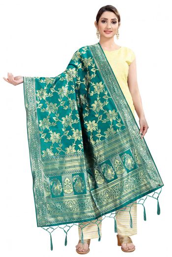 Banarasi Silk Woven Dupatta In Green Colour - DU1354344