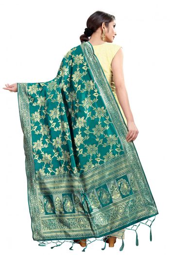 Banarasi Silk Woven Dupatta In Green Colour - DU1354344