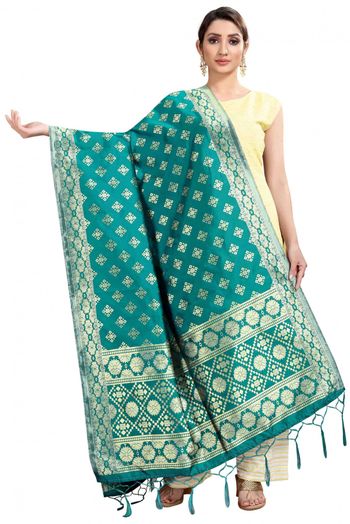 Banarasi Silk Woven Dupatta In Green Colour - DU1354349