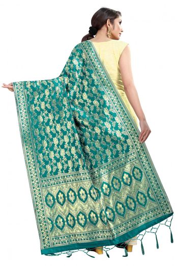 Banarasi Silk Woven Dupatta In Green Colour - DU1354359