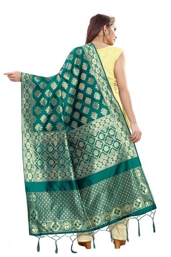 Banarasi Silk Woven Dupatta In Green Colour - DU1354369