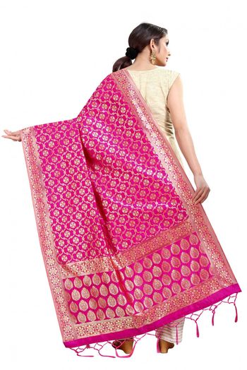 Banarasi Silk Woven Dupatta In Pink Colour - DU1354341