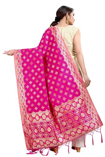 Banarasi Silk Woven Dupatta In Pink Colour - DU1354351