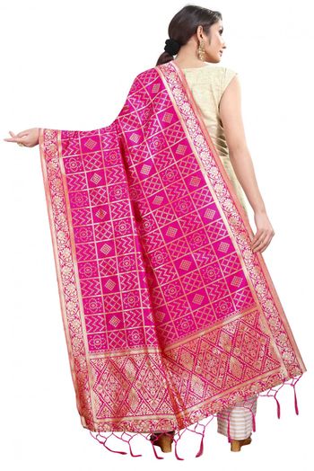 Banarasi Silk Woven Dupatta In Pink Colour - DU1354356