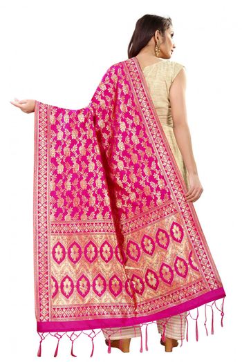 Banarasi Silk Woven Dupatta In Pink Colour - DU1354361