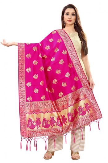 Banarasi Silk Woven Dupatta In Pink Colour - DU1354366