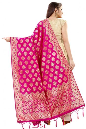 Banarasi Silk Woven Dupatta In Pink Colour - DU1354371