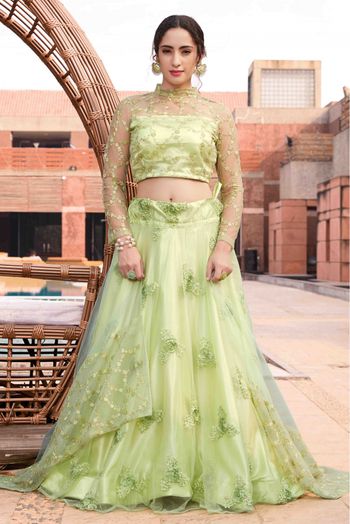 Shop Embroidered Emerald Green Lehenga Online @ Best Price