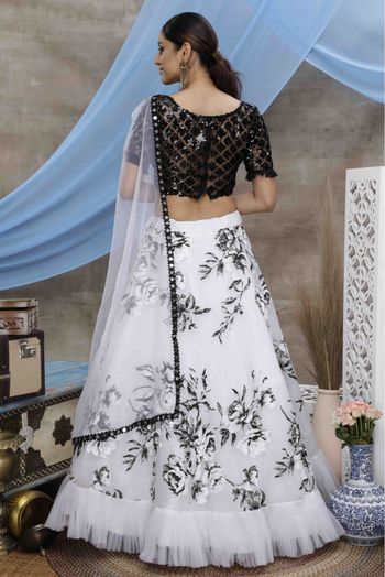 Organza Digital Print Lehenga Choli In White Colour - LD3210621