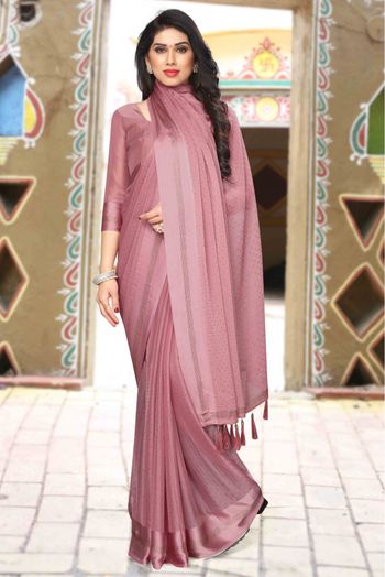 Satin Designer Saree In Light Wine Colour